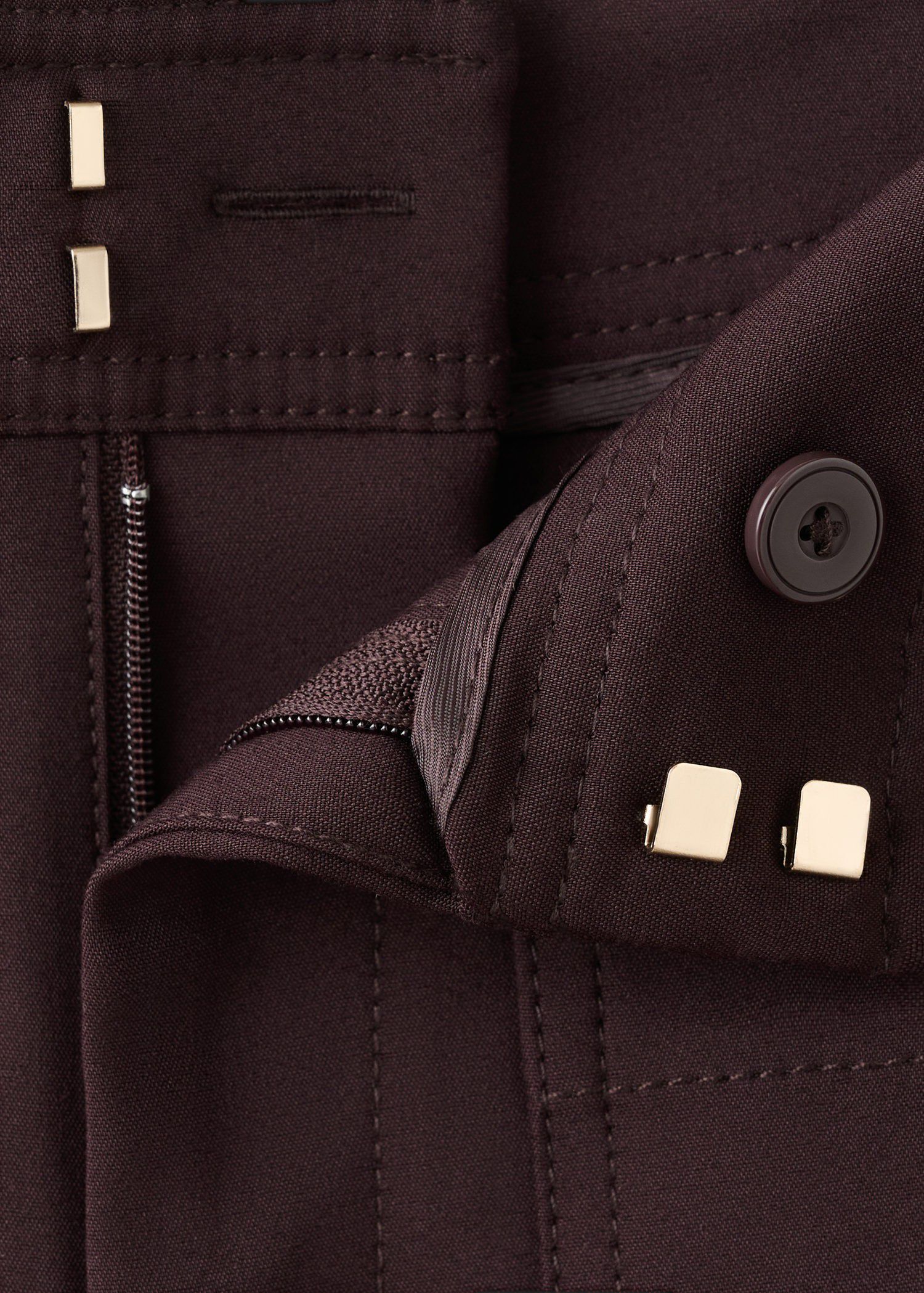 Straight trousers with jewel button