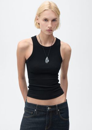 Ribbed cotton-blend top