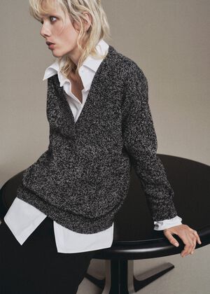 Speckled V-neck sweater