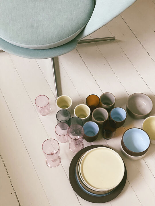 CUP, TALL, 2 PCS, CLAY IVORY, GLAZE LIGHT YELLOW, 75100IY