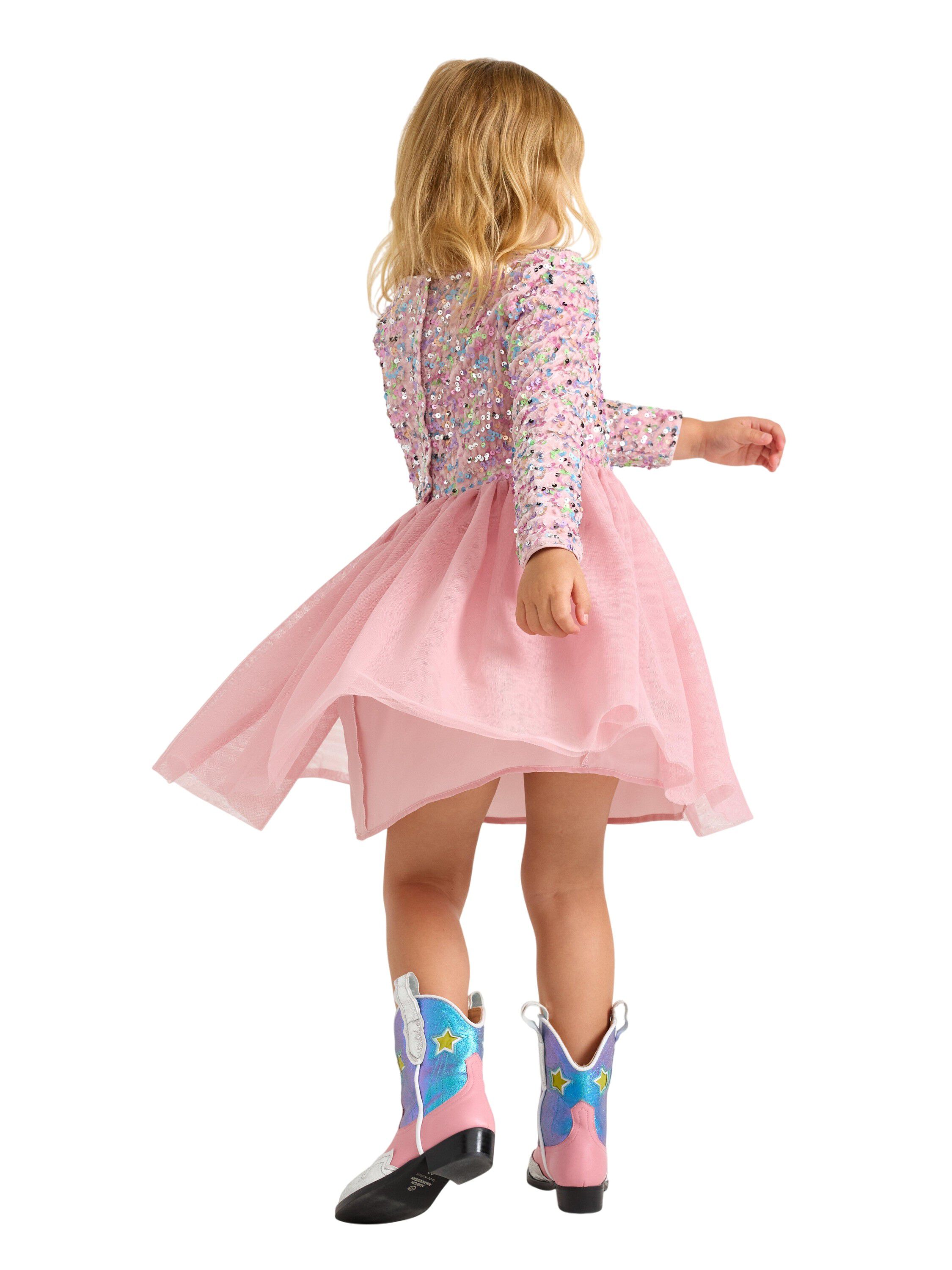 Festive long sleeve dress with a se