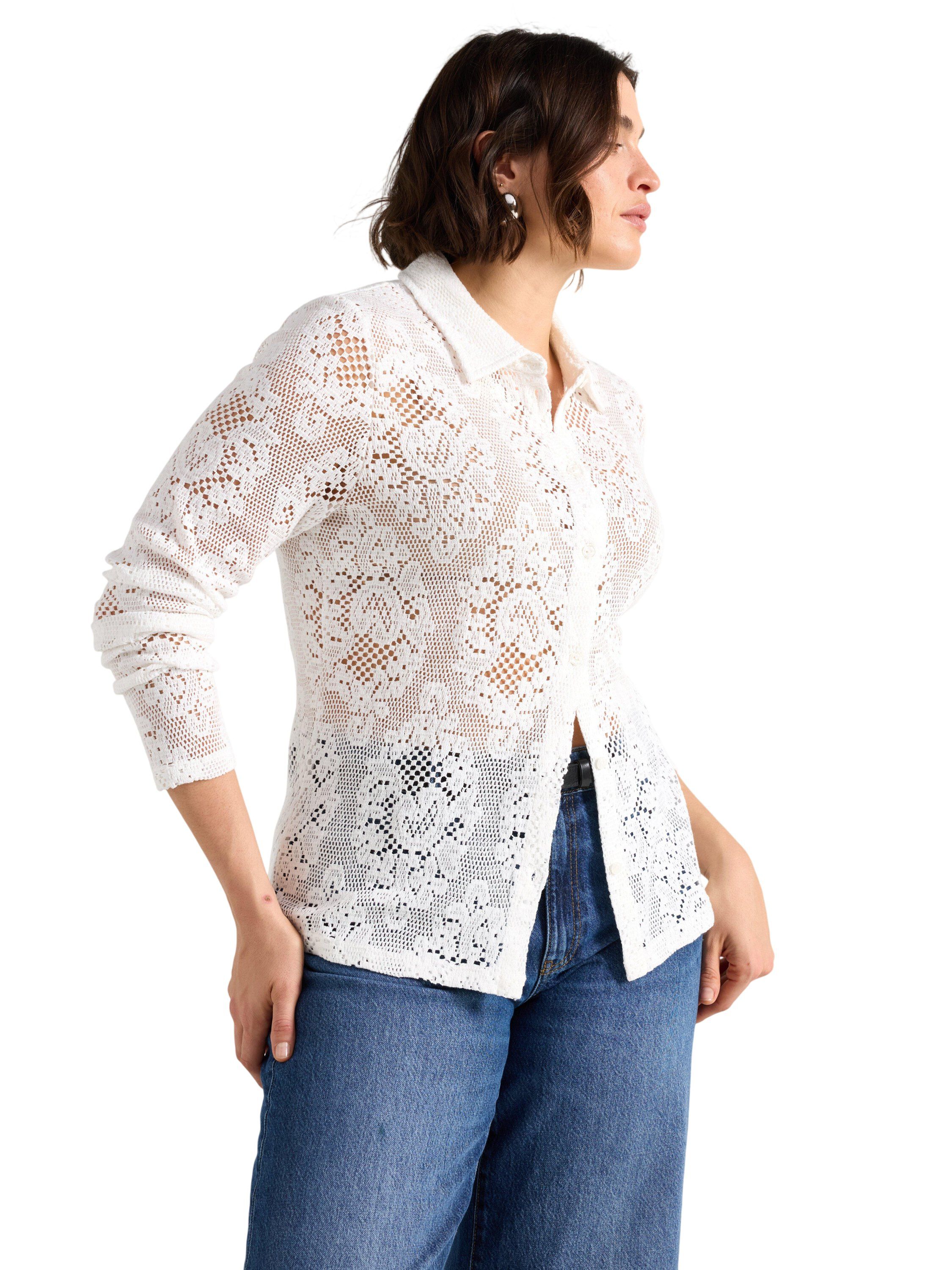 Langermet skjorte i jersey med stru