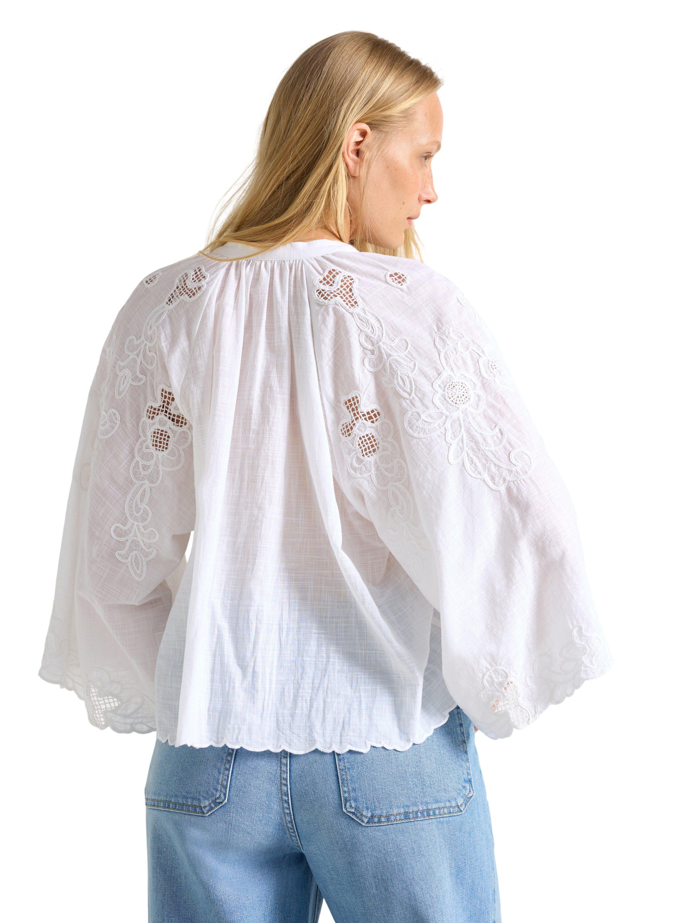 Embroidered blouse in woven cotton
