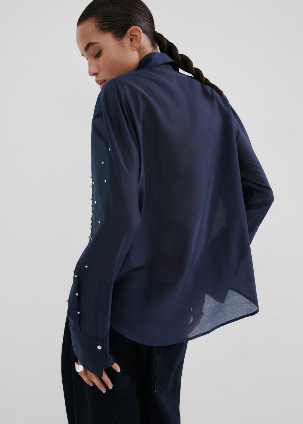 Lyocell shirt with rhinestones
