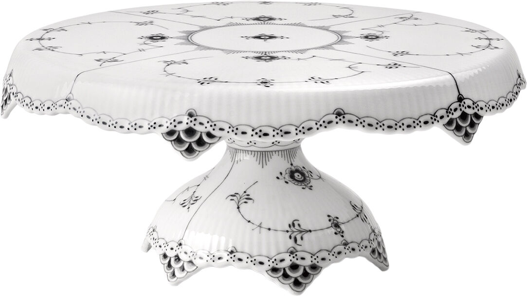 Sort Musselmalet Halvblonde Fad p&aring; fod 31 cm