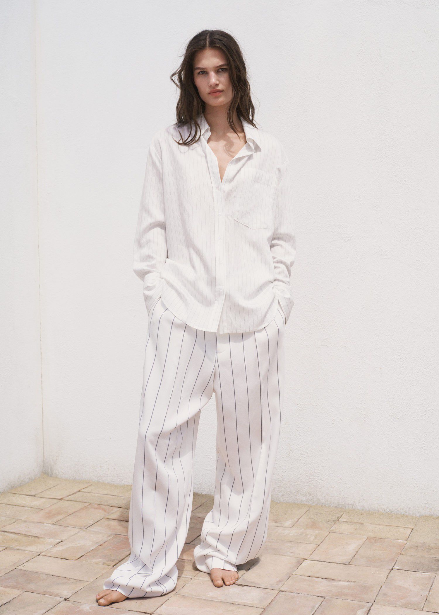 Semi-transparent striped shirt