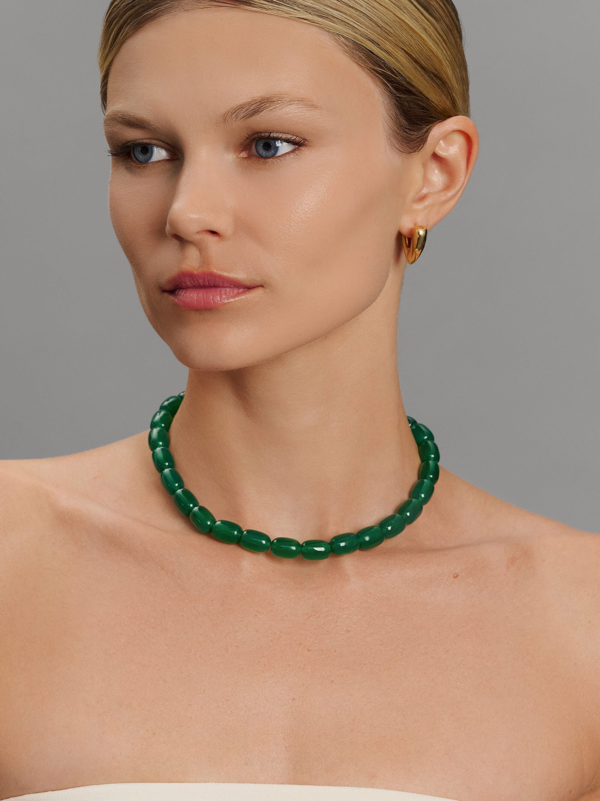 Women's Green Agate Beaded Necklace