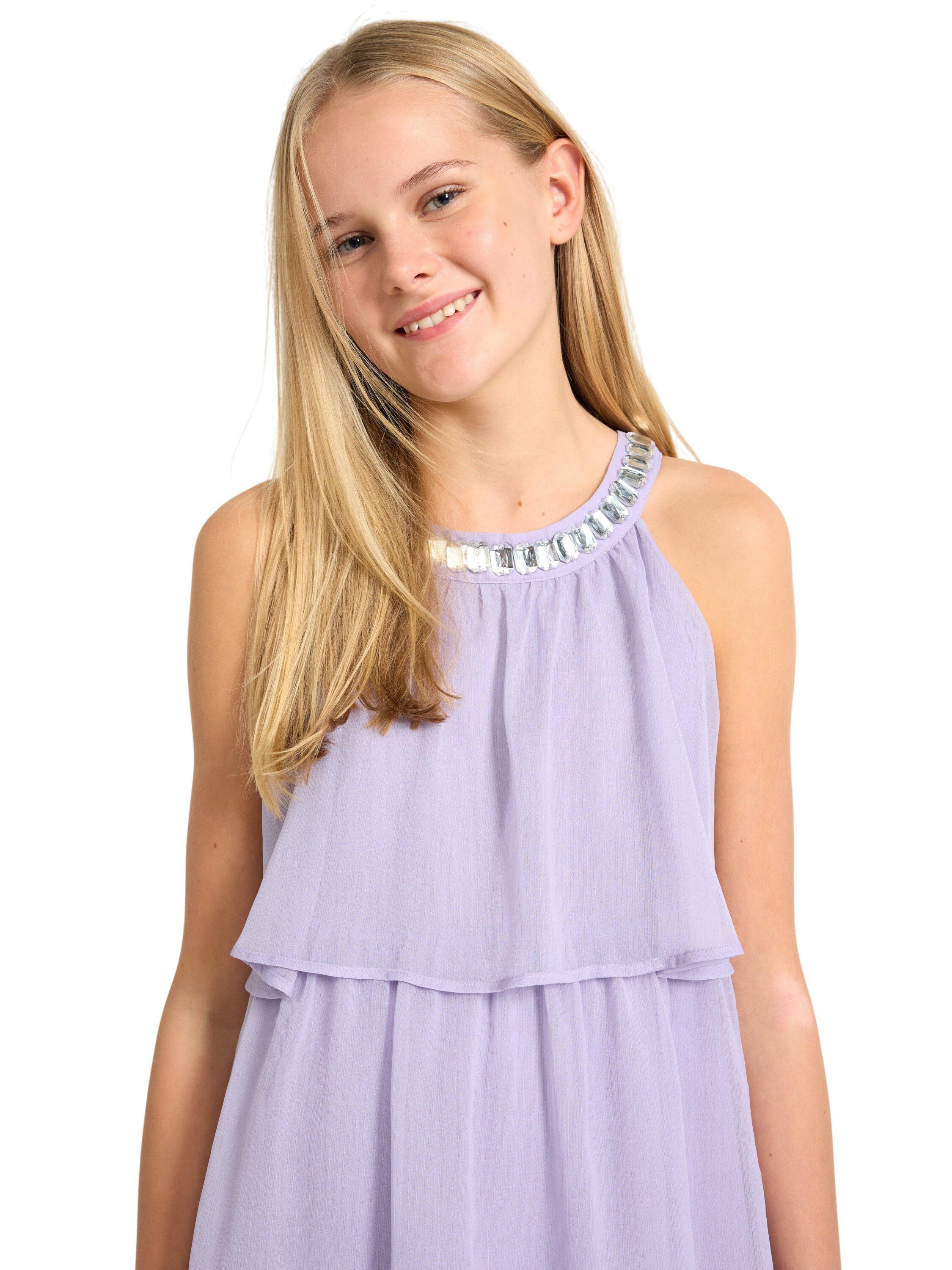 Ermel&oslash;s kjole i chiffong med strass