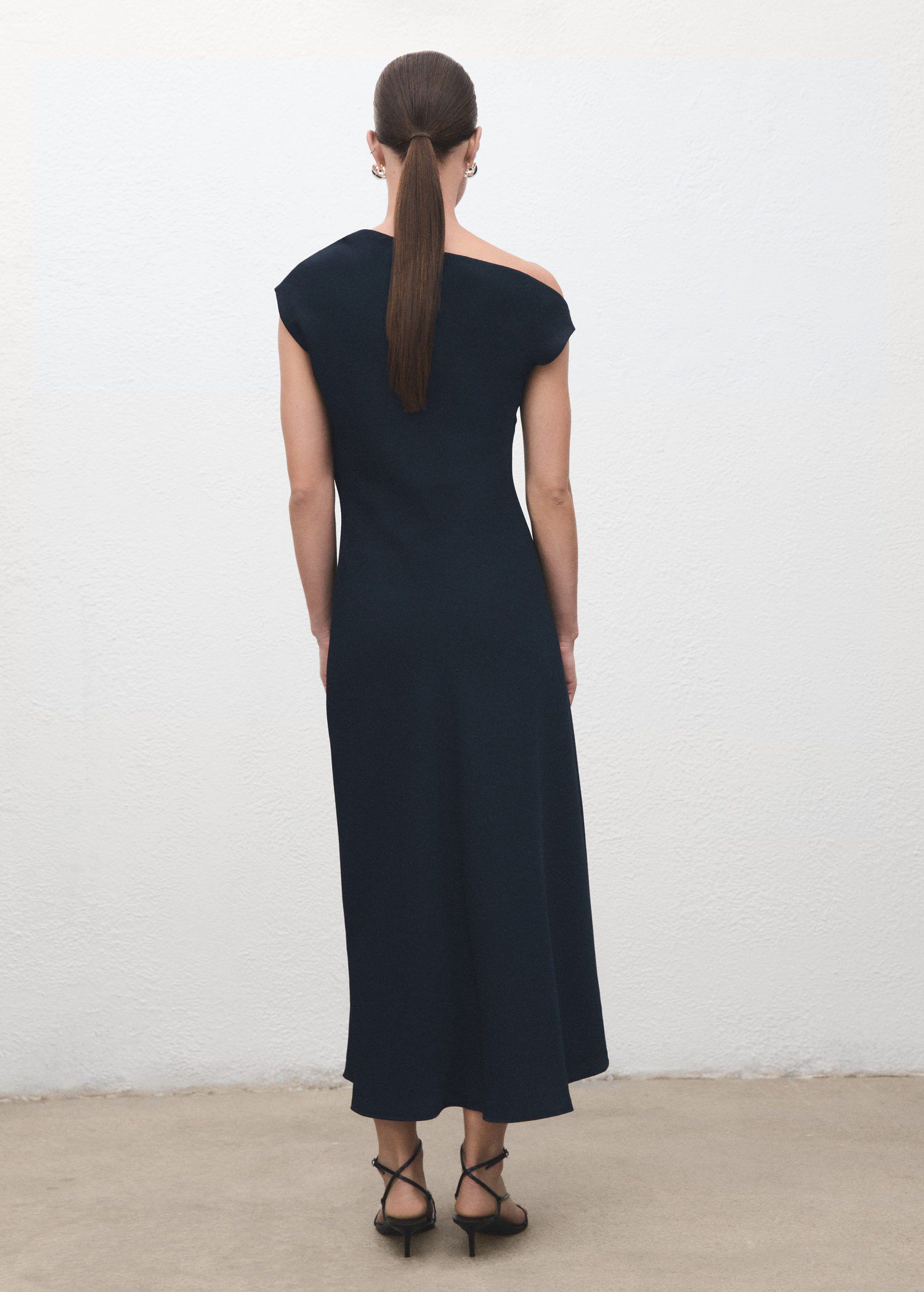 A-line dress with asymmetrical neck