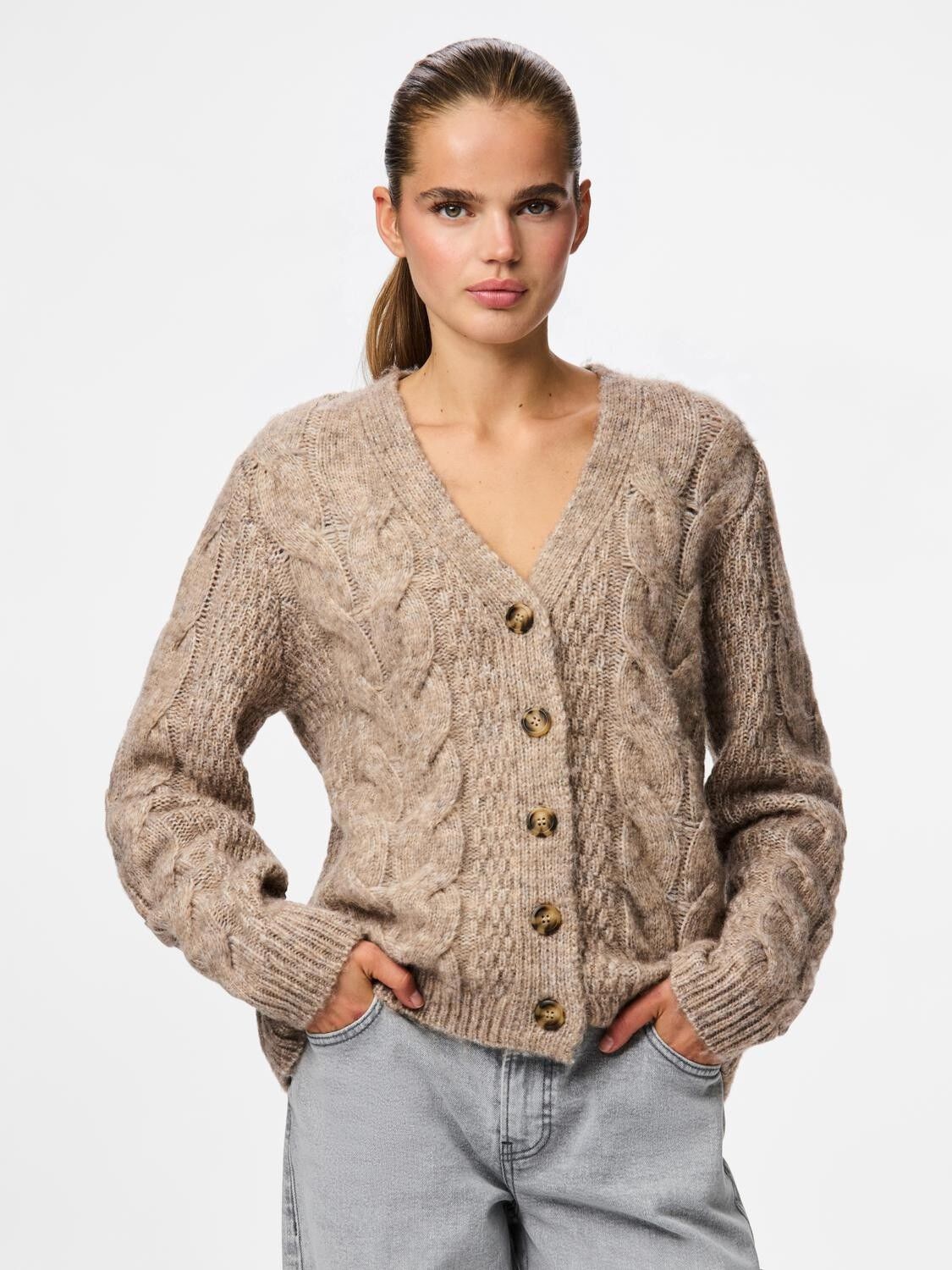 PCNINA LS V-NECK KNIT CARDIGAN NOOS