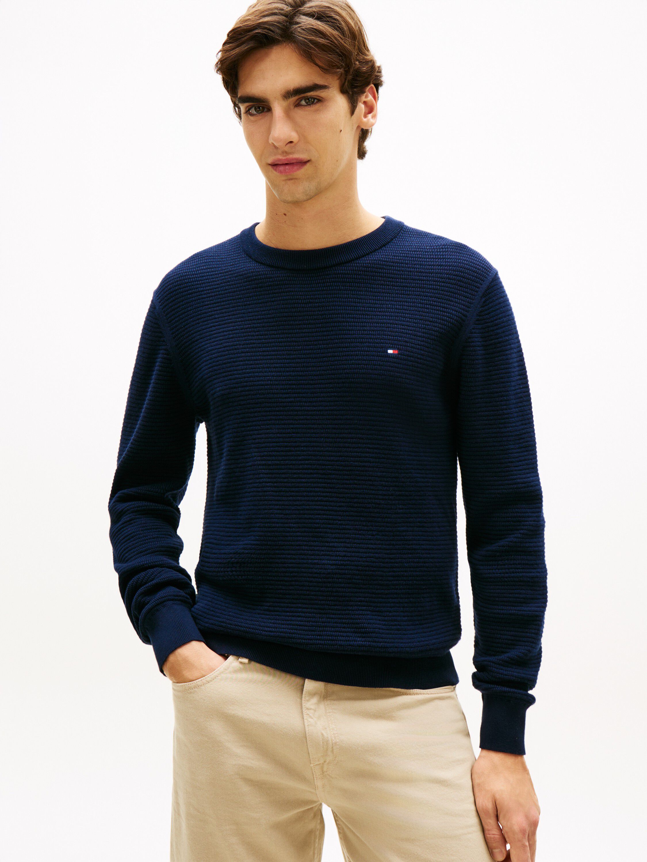 Textured Knit Crew Neck Jumper