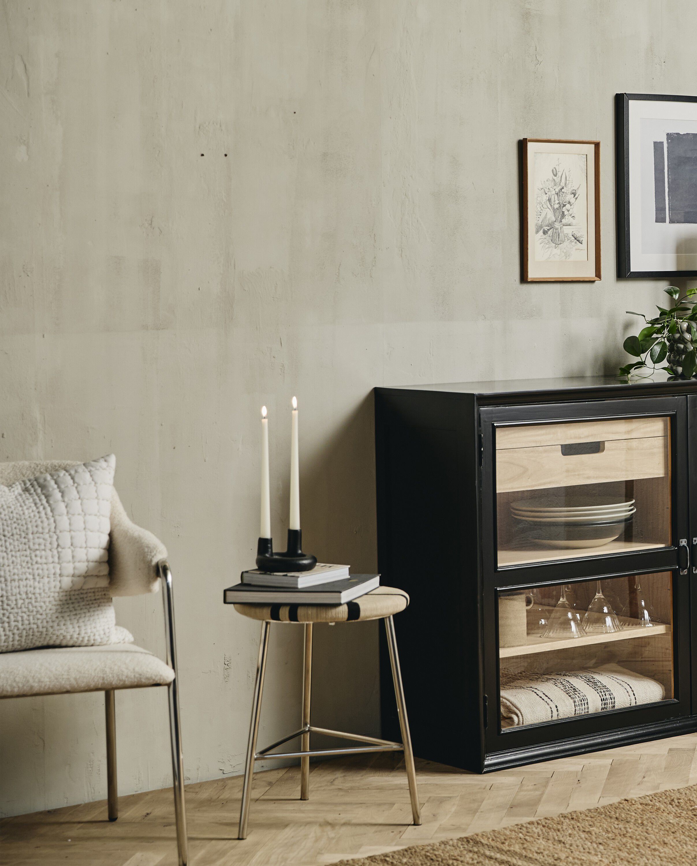 MORICE stool, low - black/ivory