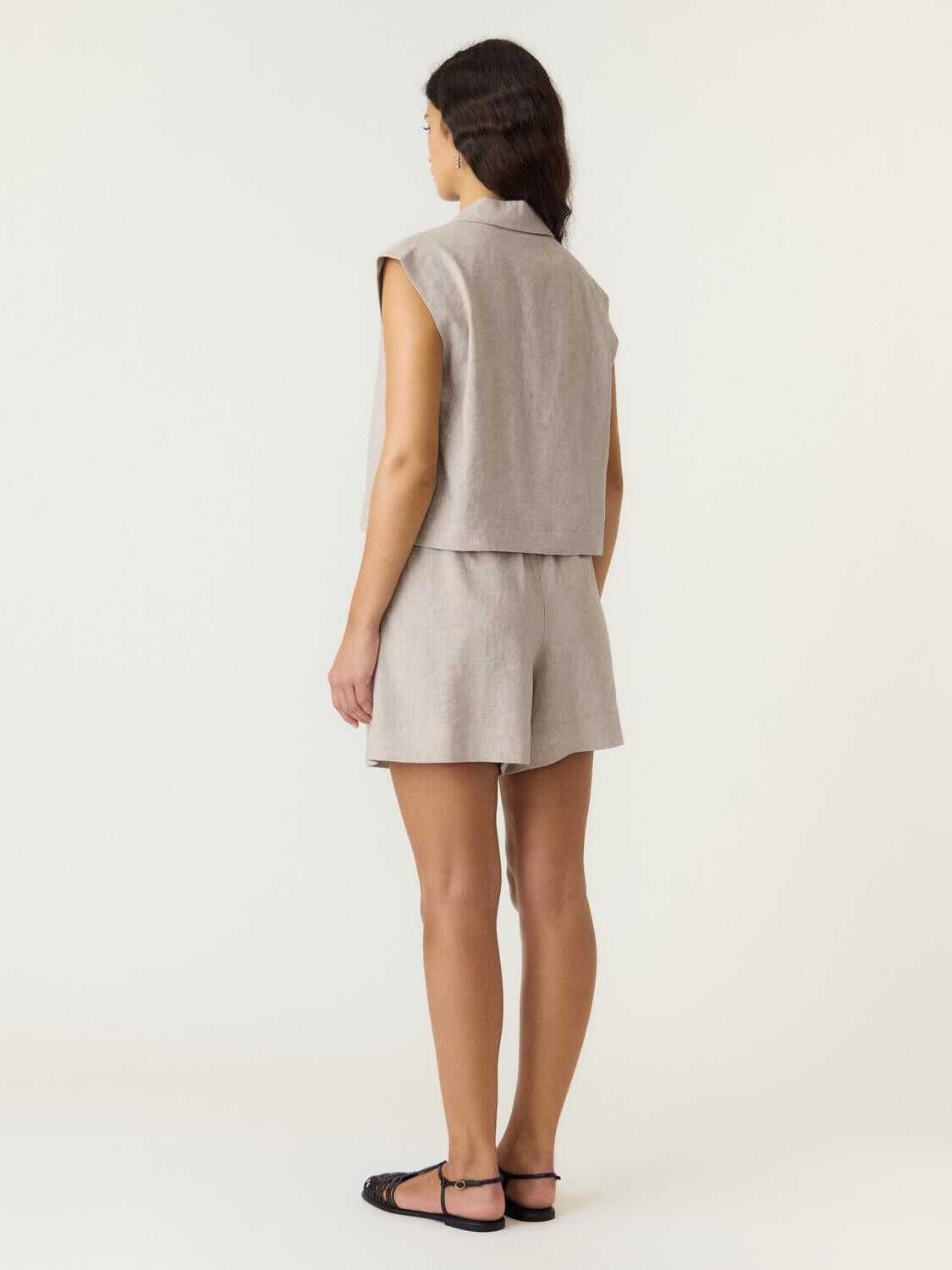 YASUSUMA SHORT LINEN BLEND WAISTCOA