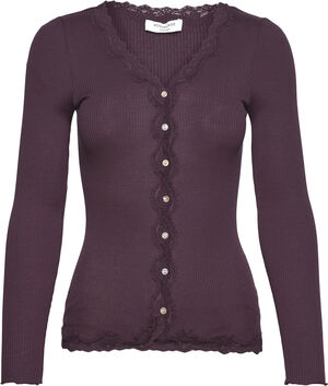 Silk cardigan w/ lace