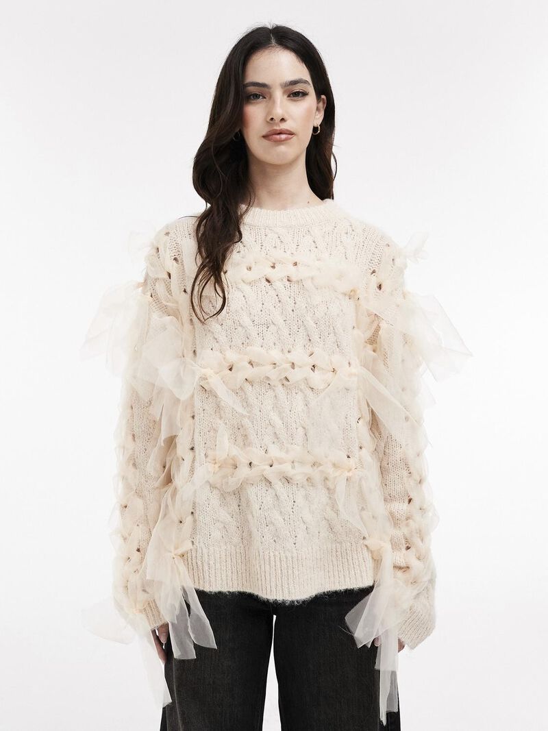 Tskira Ls Ribbon Knit Pullover