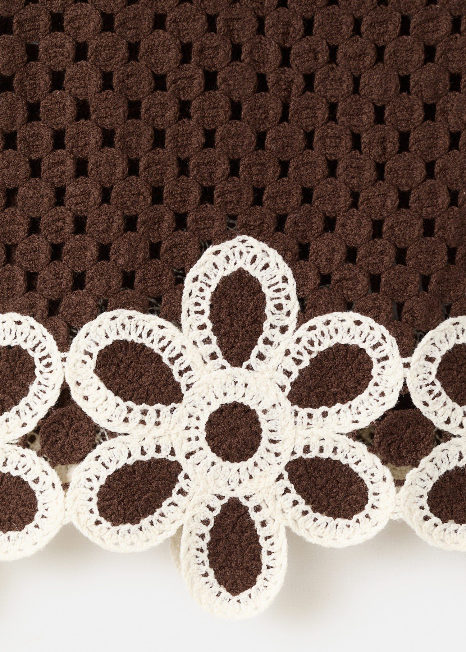 Floral-embroidered crochet top