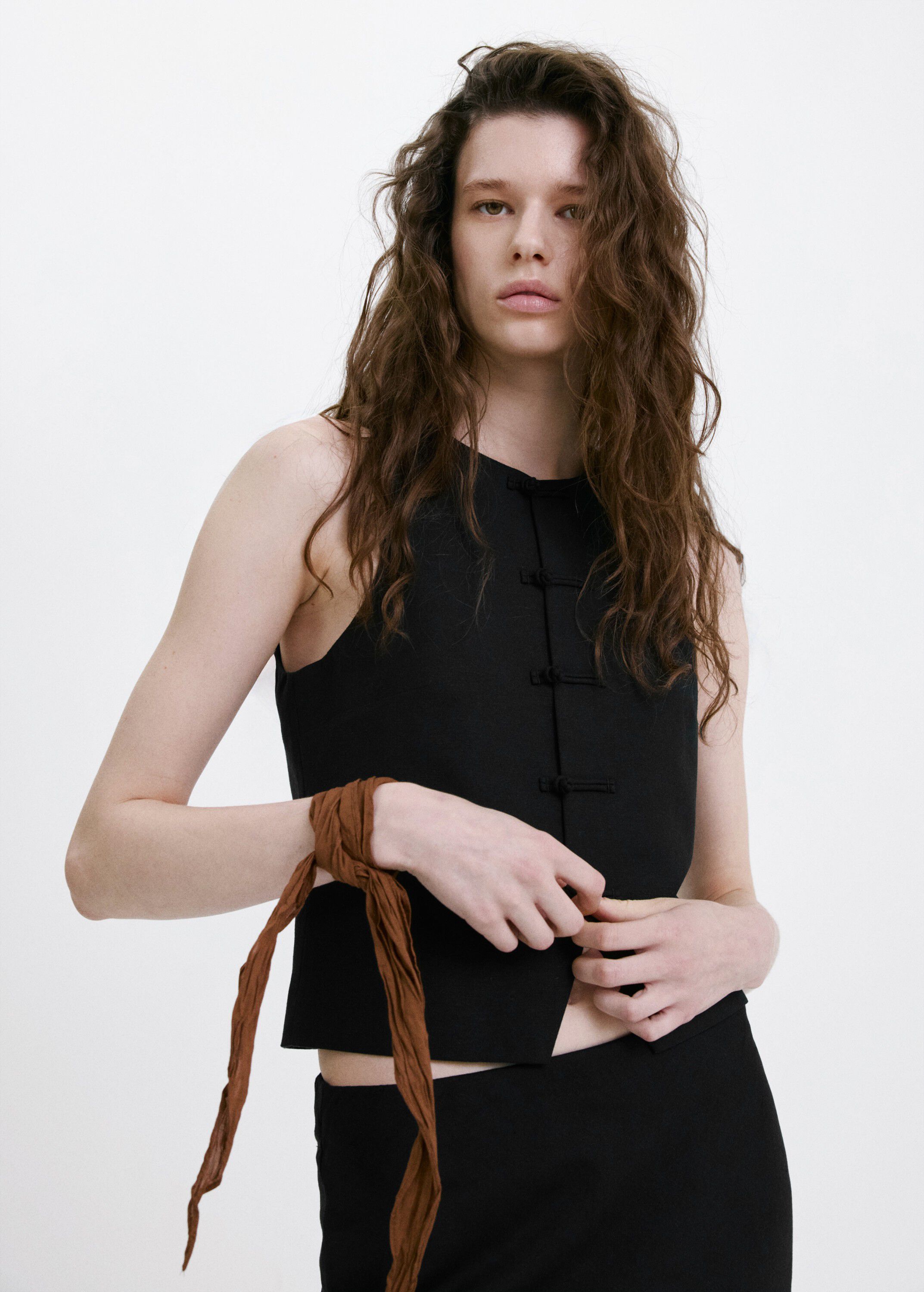 Linen-blend suit waistcoat