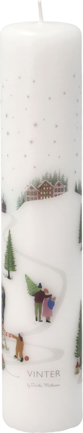 Kalenderlys Vinter 5 x 25 cm Hvid Paraffin