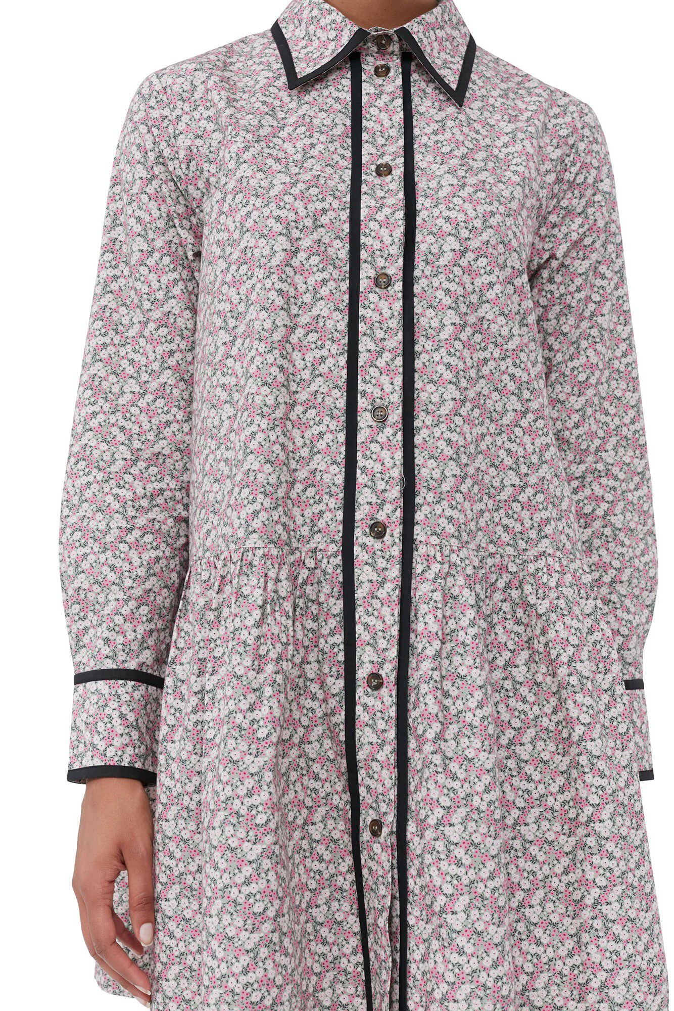 Printed Cotton Mini Shirt Dress