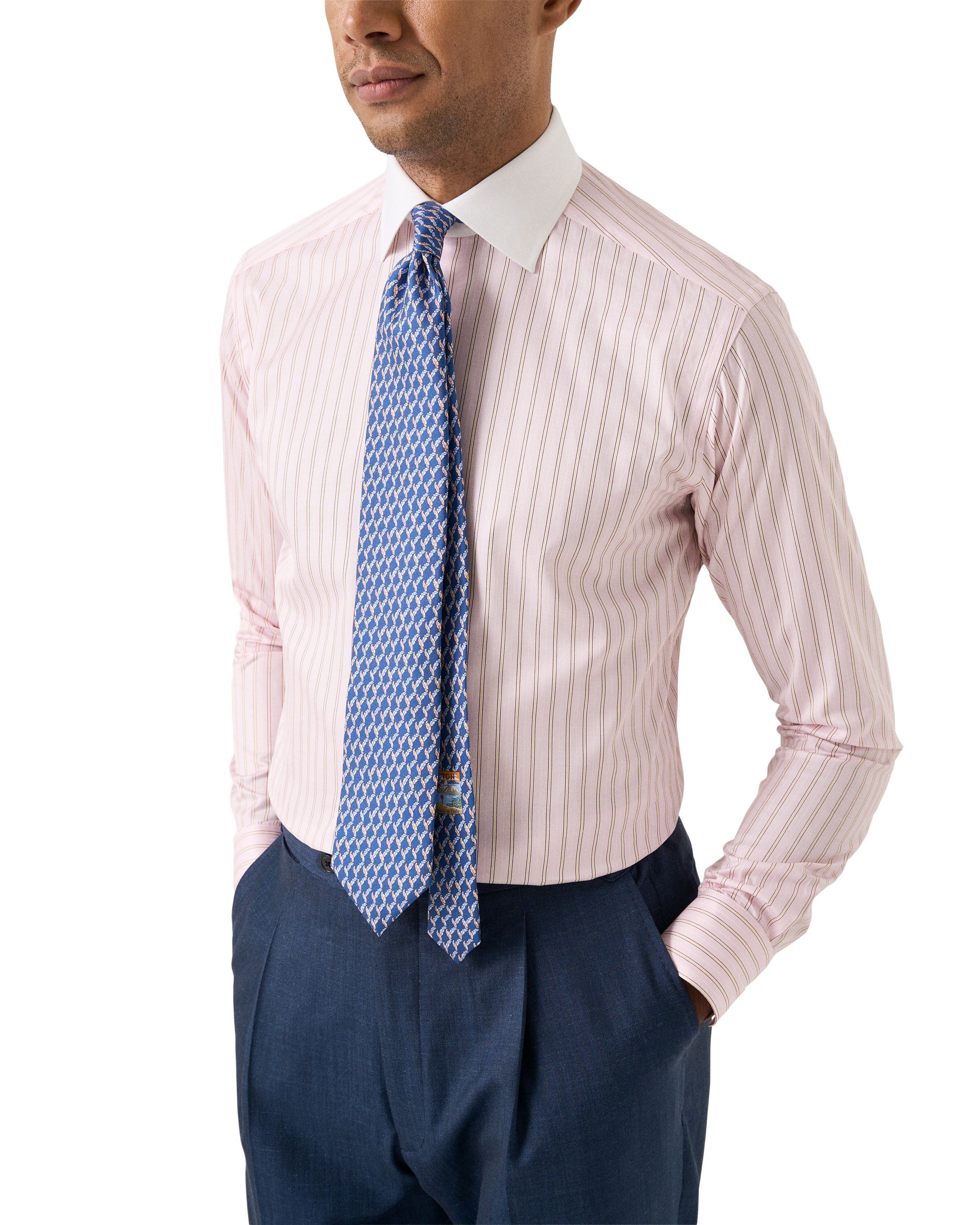 Striped White Collar Signature Twil