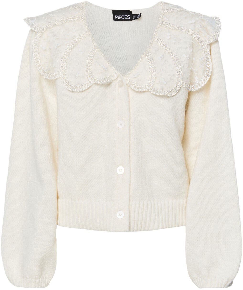 PCABBY LS LACE COLLAR KNIT CARDIGAN