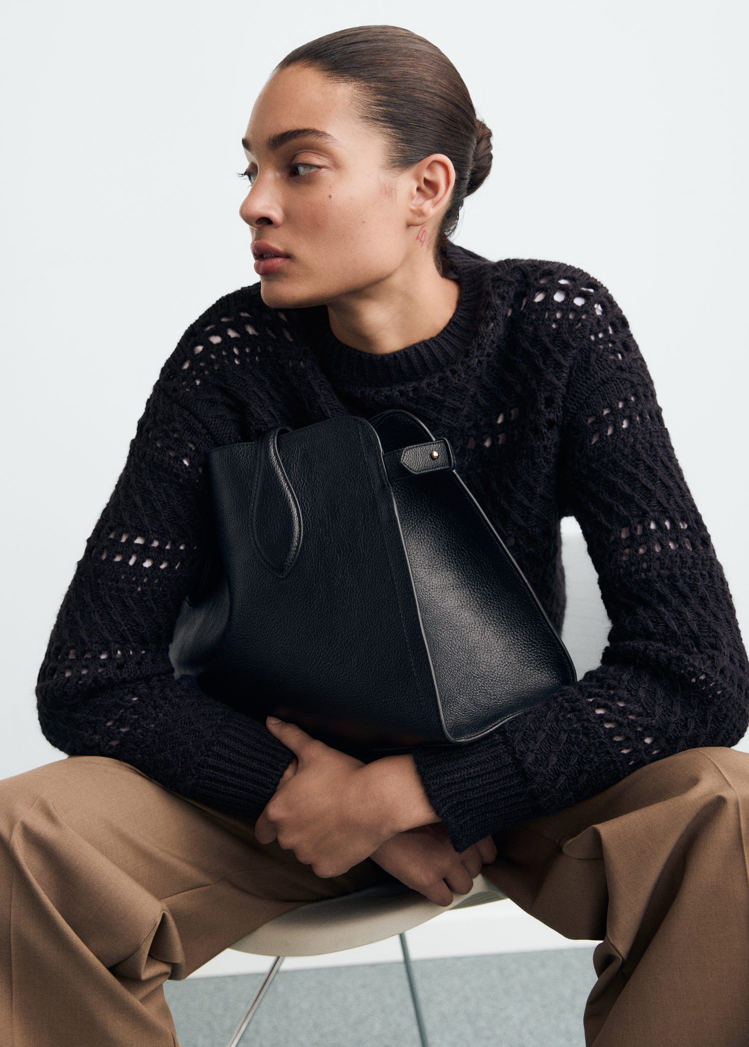 Openwork knit sweater