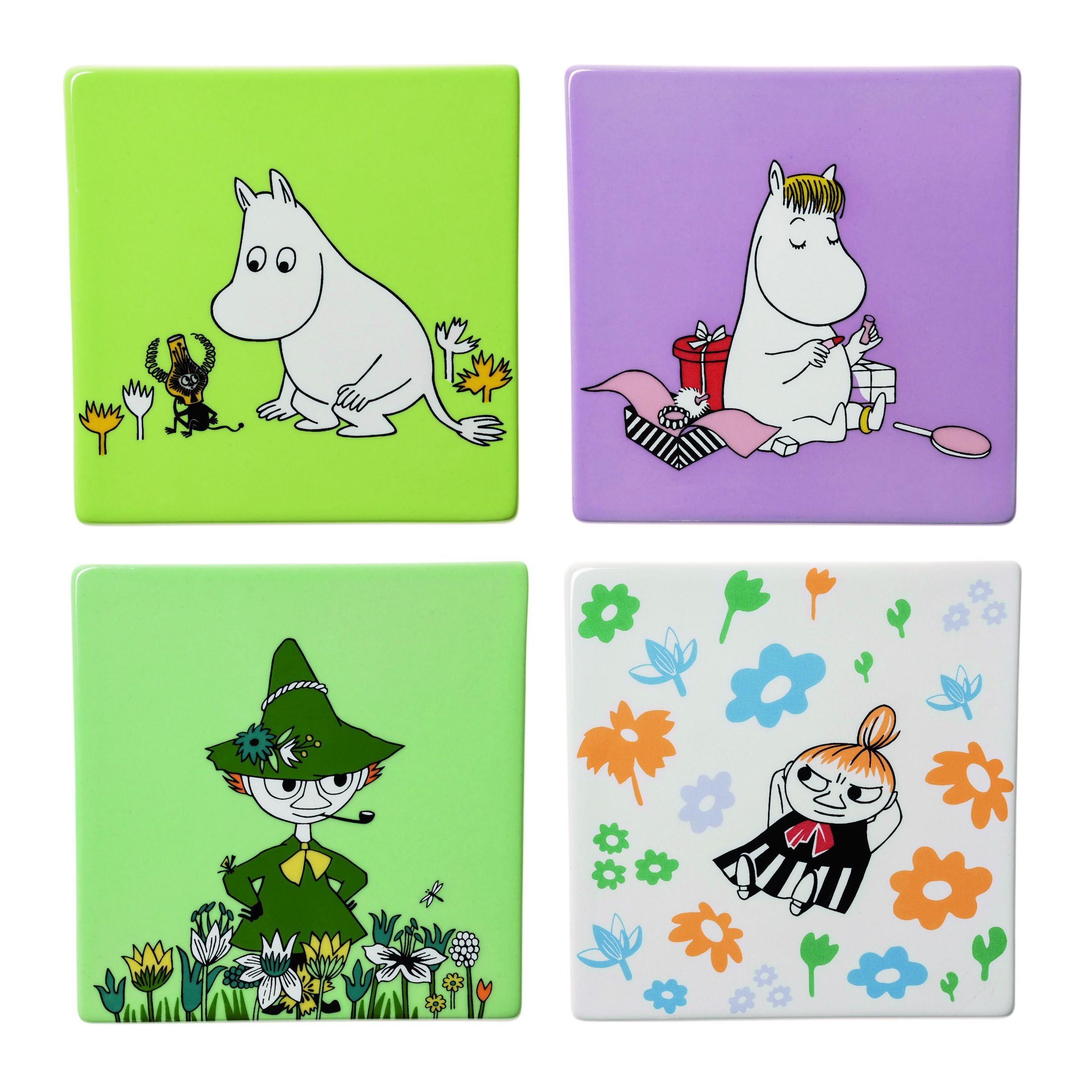 Moomin Arabia bordsk&aring;nere s&aelig;t 4stk Klassikere Genanvendt Interi&oslash;r