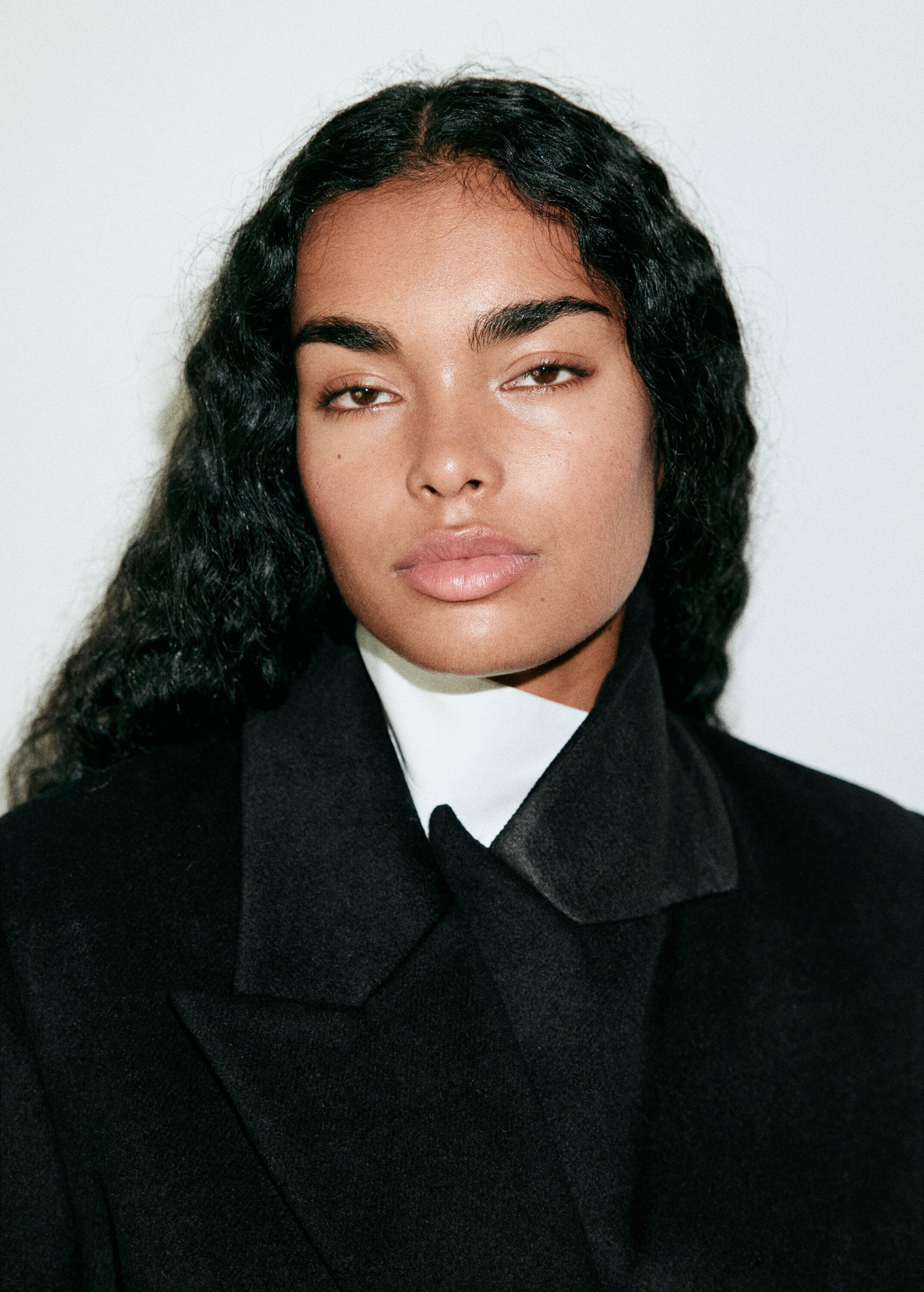 Double-breasted wool-blend coat