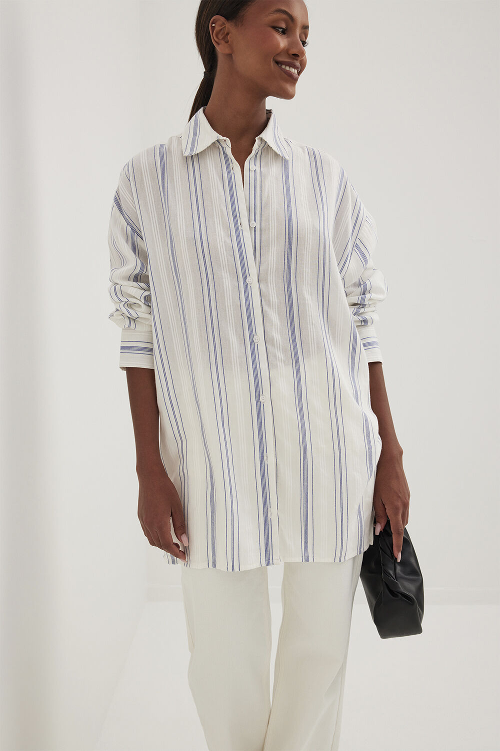 Oversized Striped LS Shirt