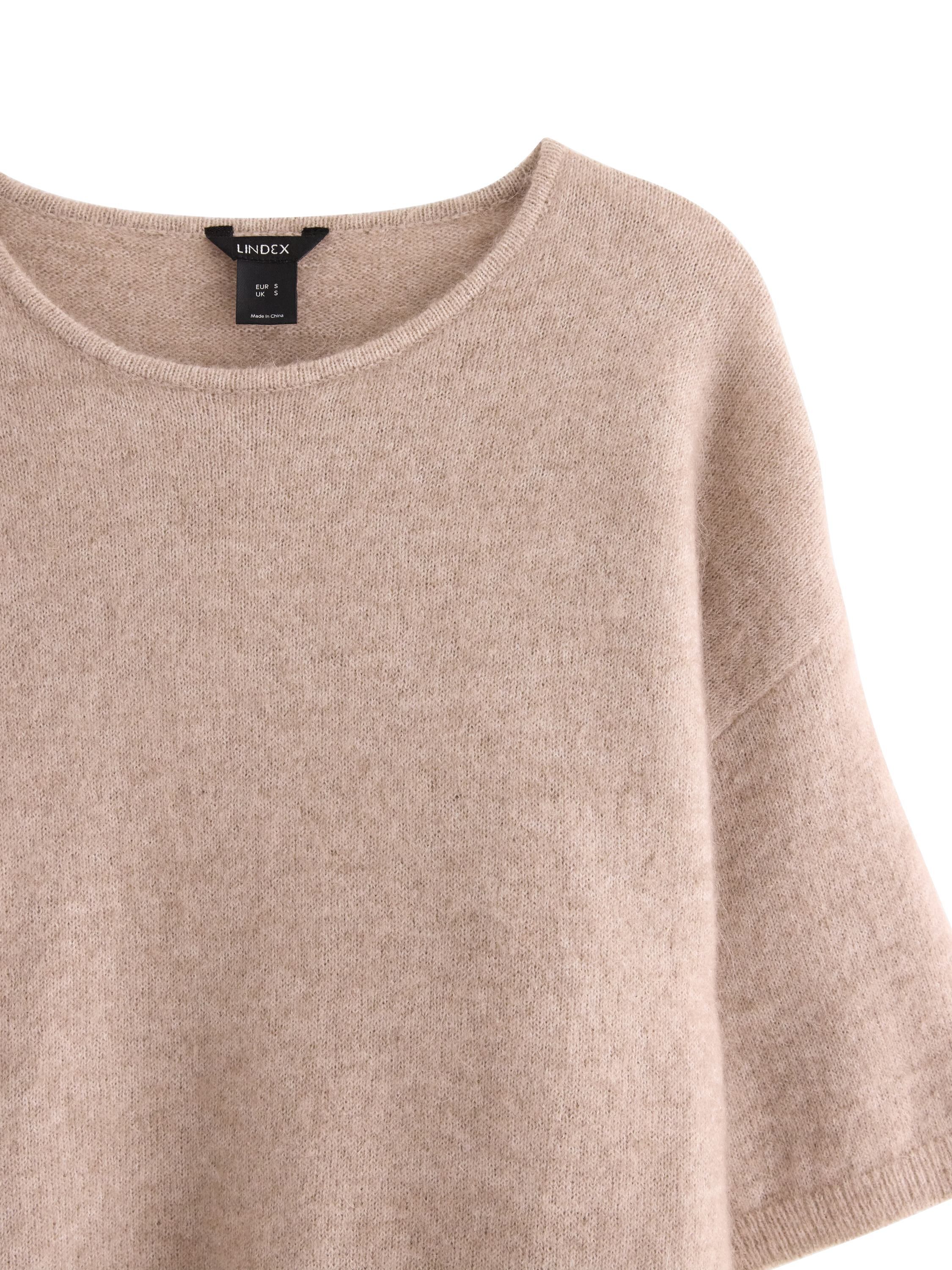 Kort&auml;rmad stickad tr&ouml;ja i mohairbla