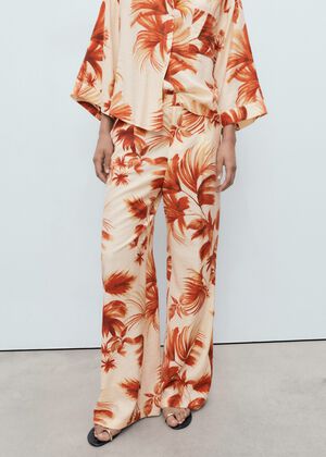 Straight-leg trousers with palm tre