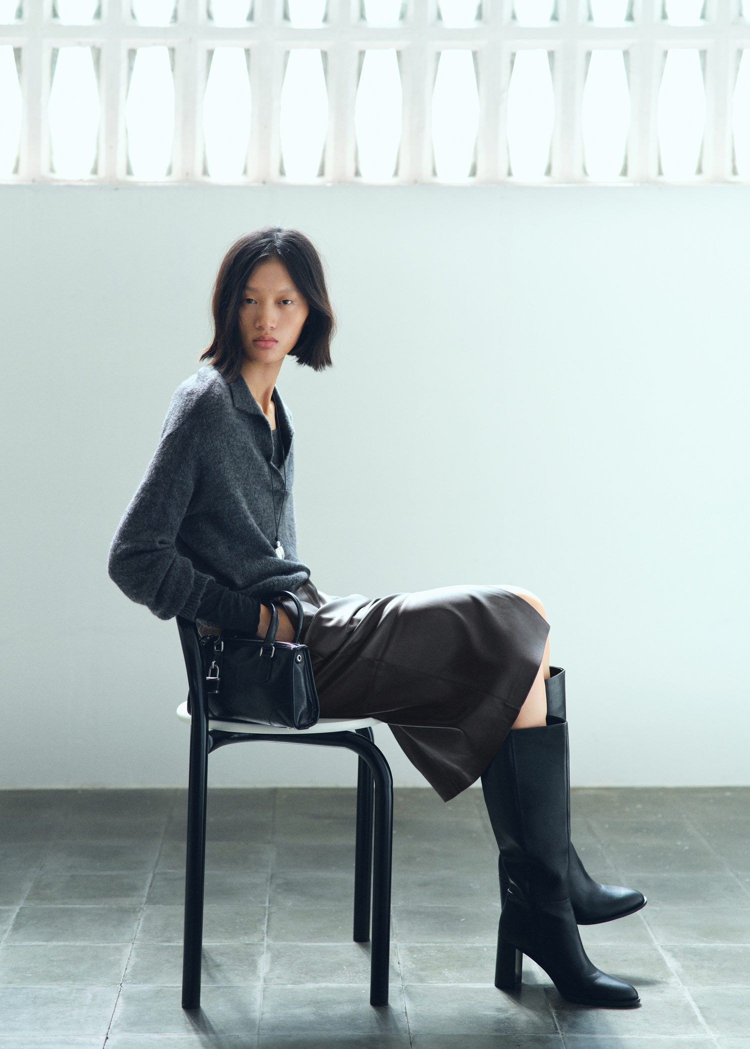 Leather-effect pencil skirt