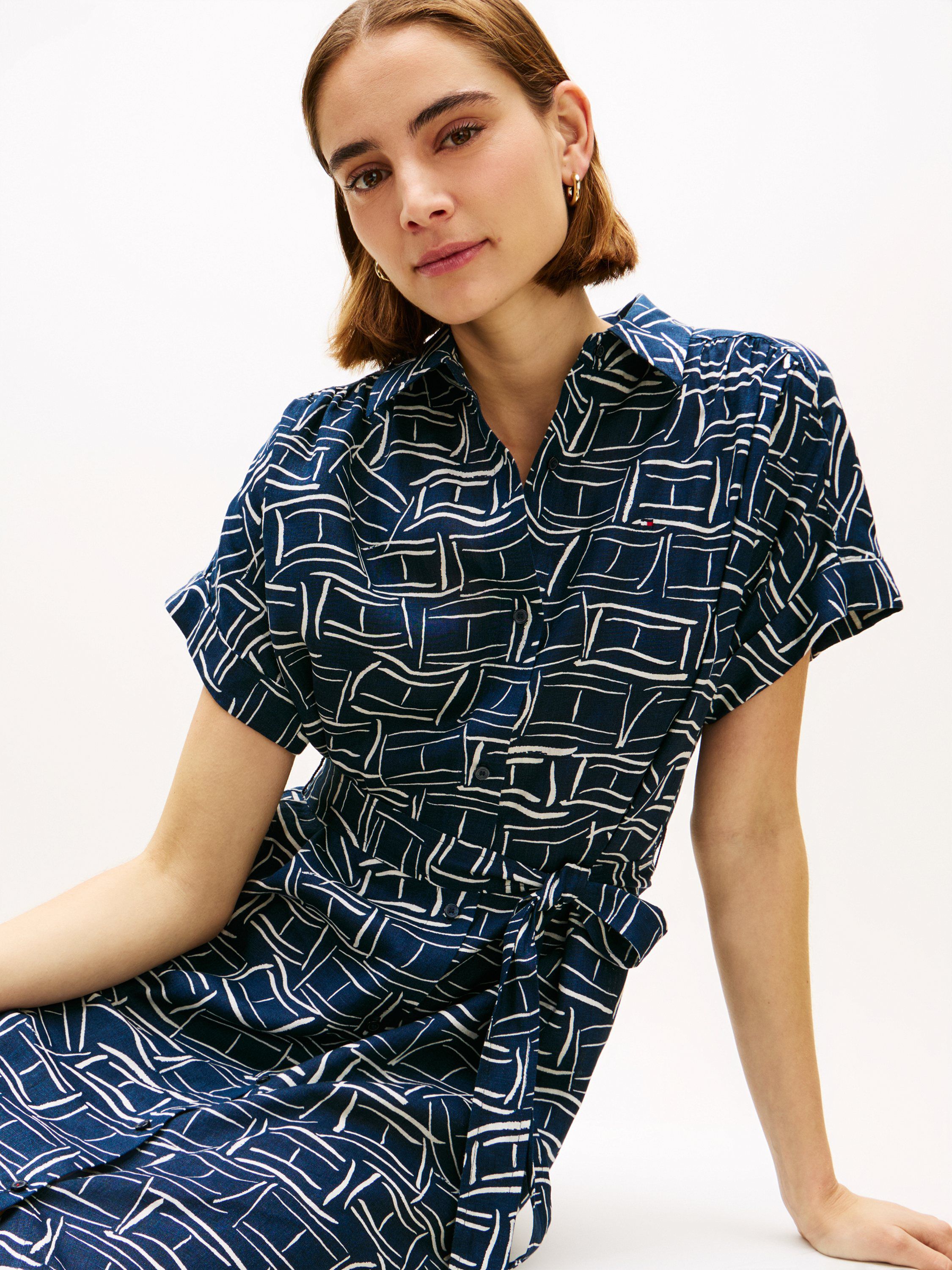 Belted Relaxed Pure Linen Shirt Dress