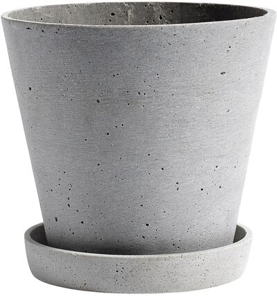Flowerpot with Saucer-Large-Grey