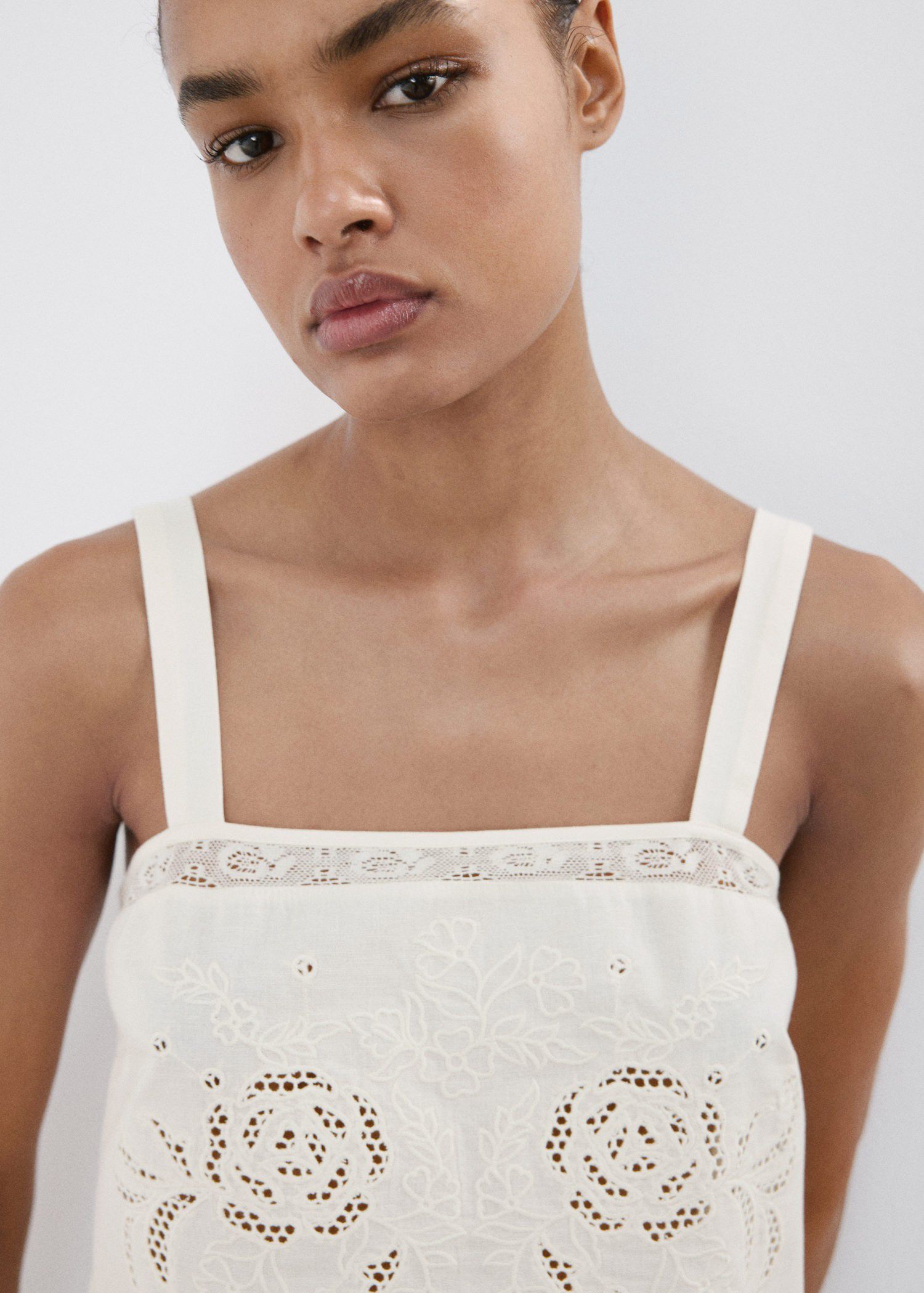 Embroidered broderie anglaise top