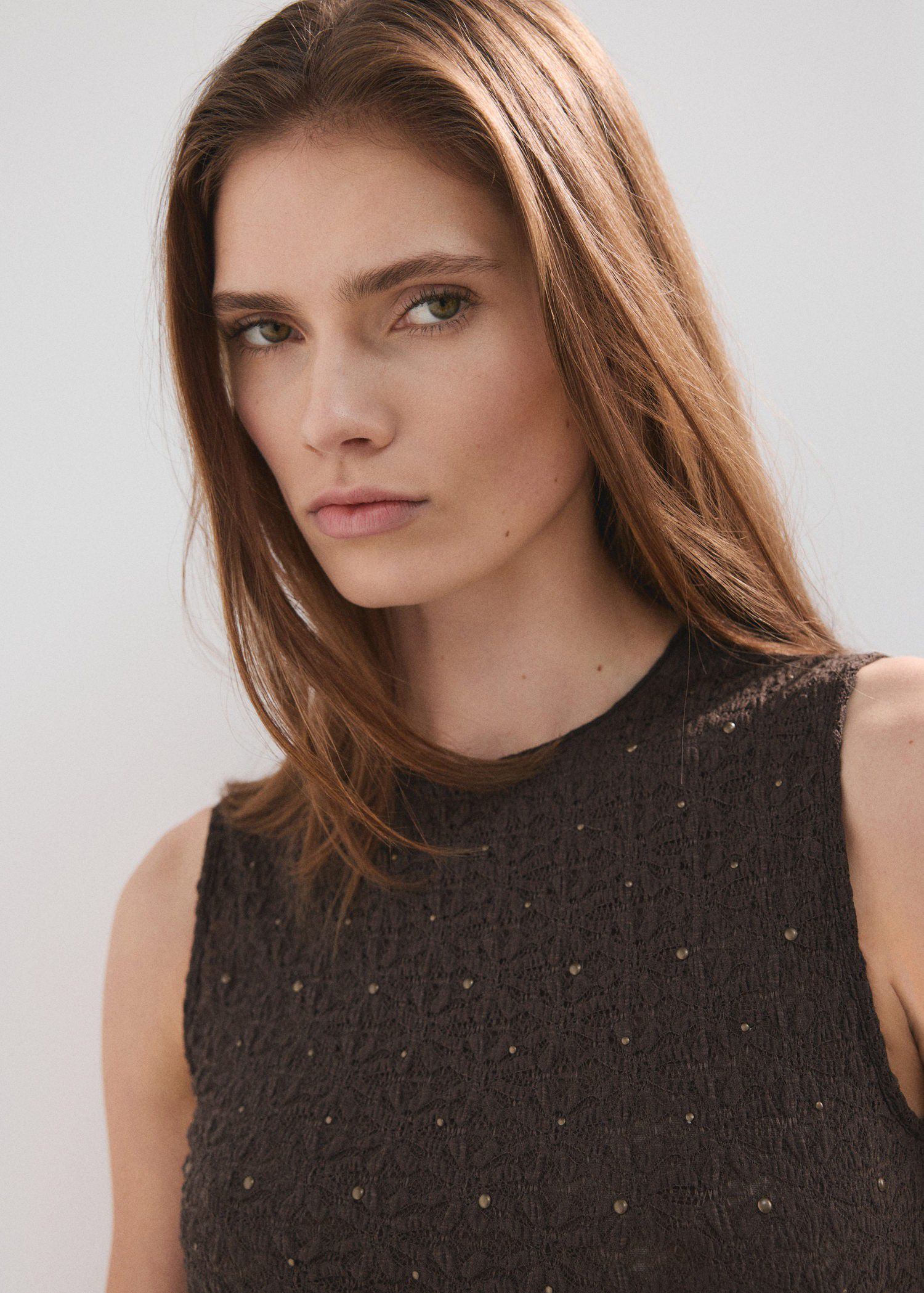 Wide strap glitter top