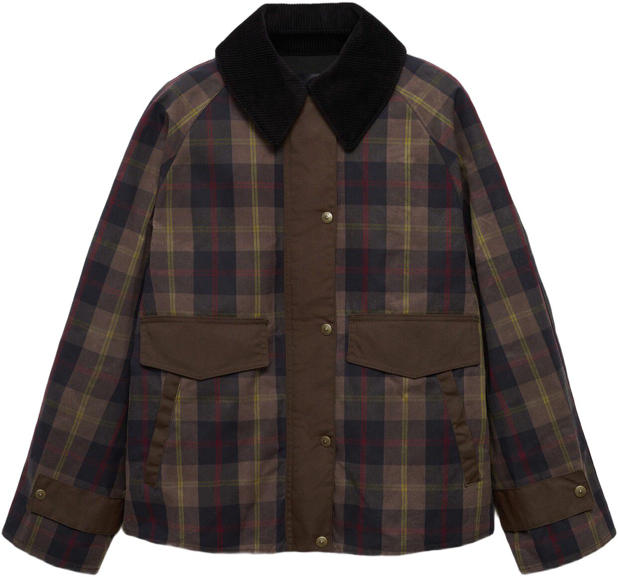 Checked parka with contrasting coll