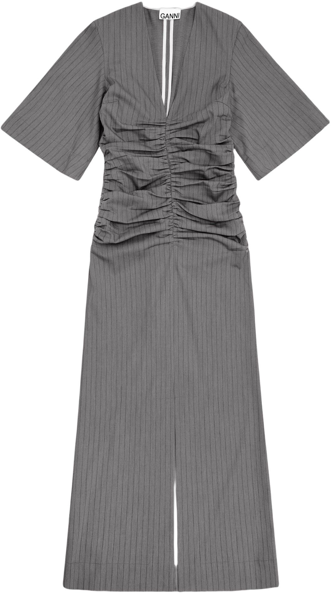 Stripe Suiting V-neck Fitted Dress