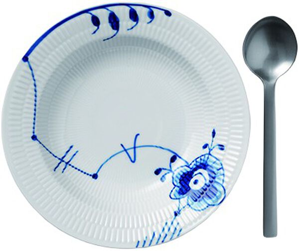 Blå Mega Riflet 21 cm. dyb tallerken