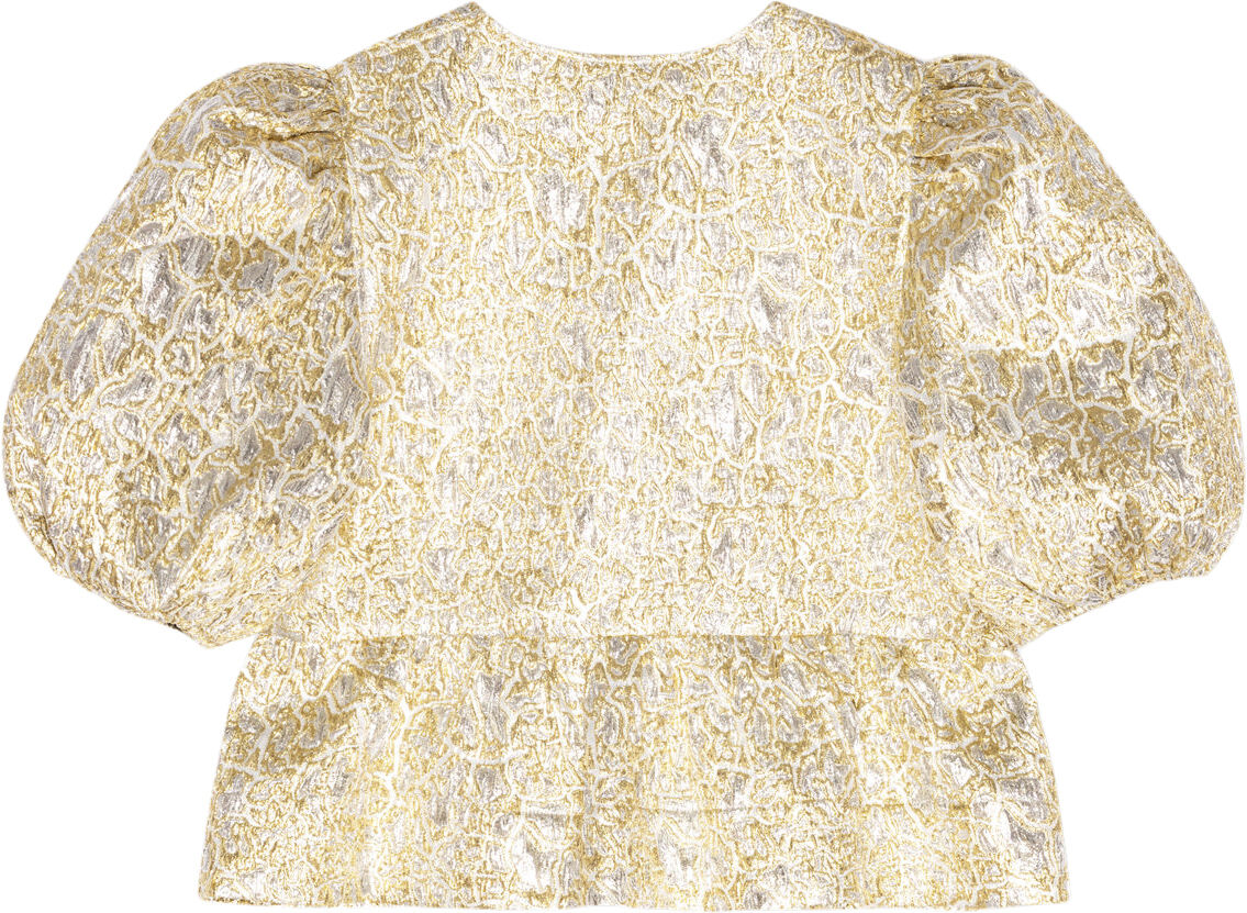 Metallic Cloque Peplum Blouse