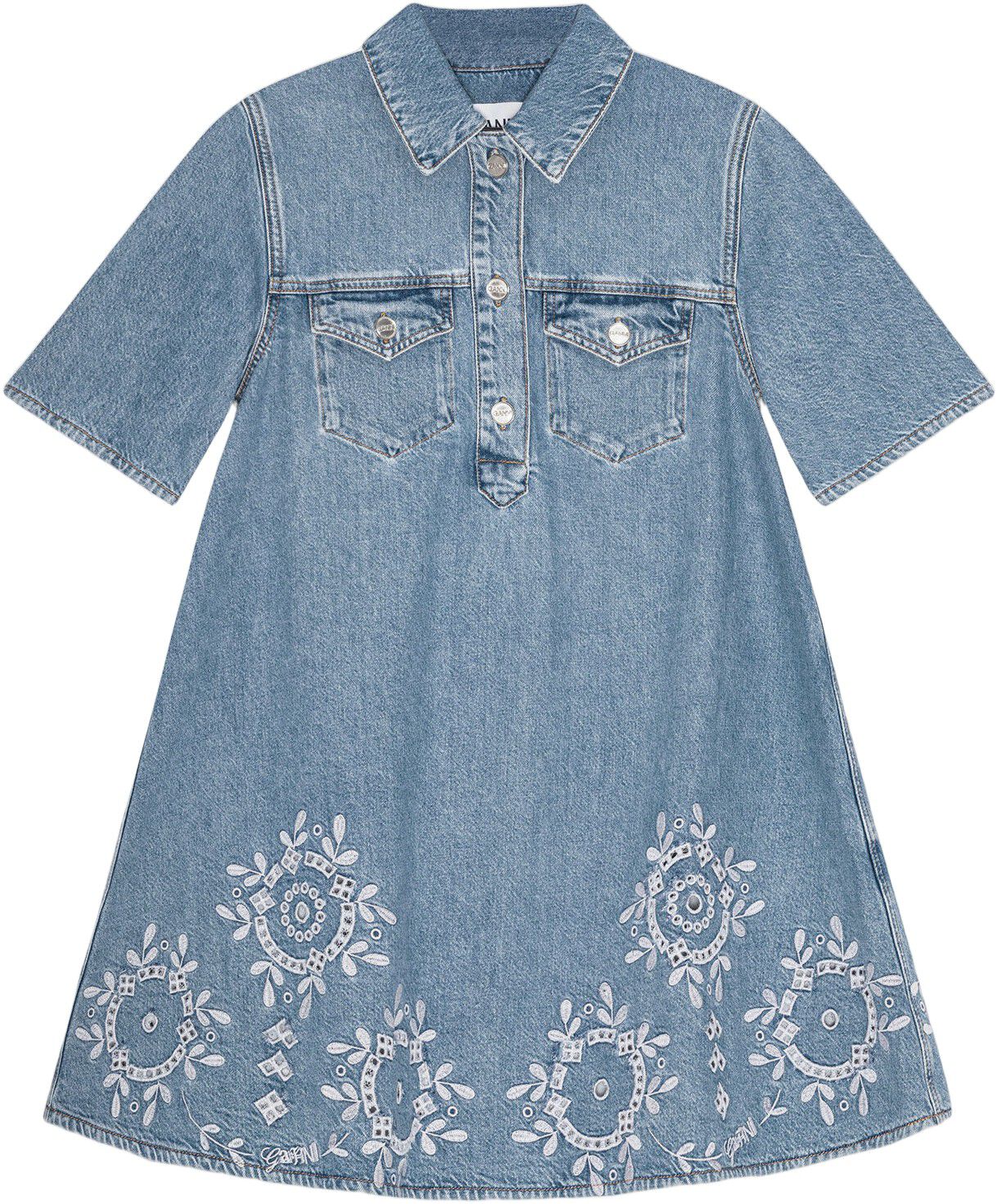 Broderie Anglaise Denim Mini Dress