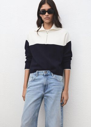 Bicolour high collar sweater