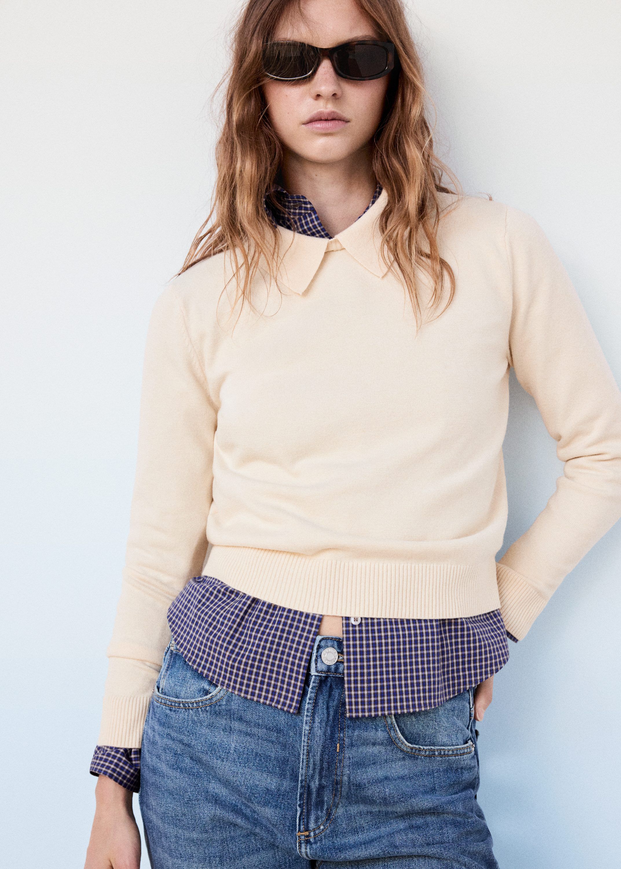 Straight-cut polo-neck jumper