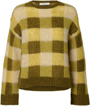 SLWLULU LOOSE LS CHECK KNIT O-NECK