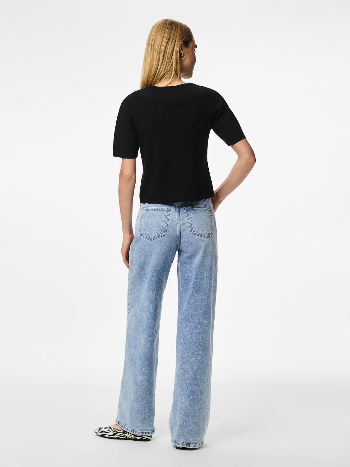 PCMARIE SS O-NECK SPLIT KNIT