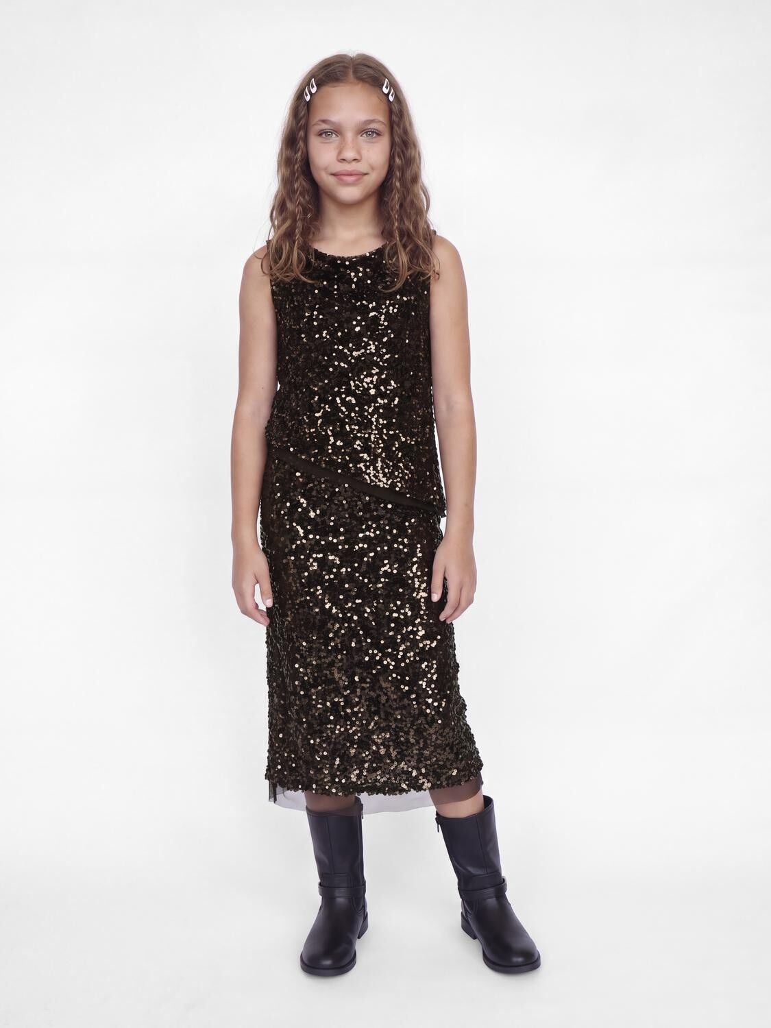 Jxzola Sequin Sl Top Wvn Grl