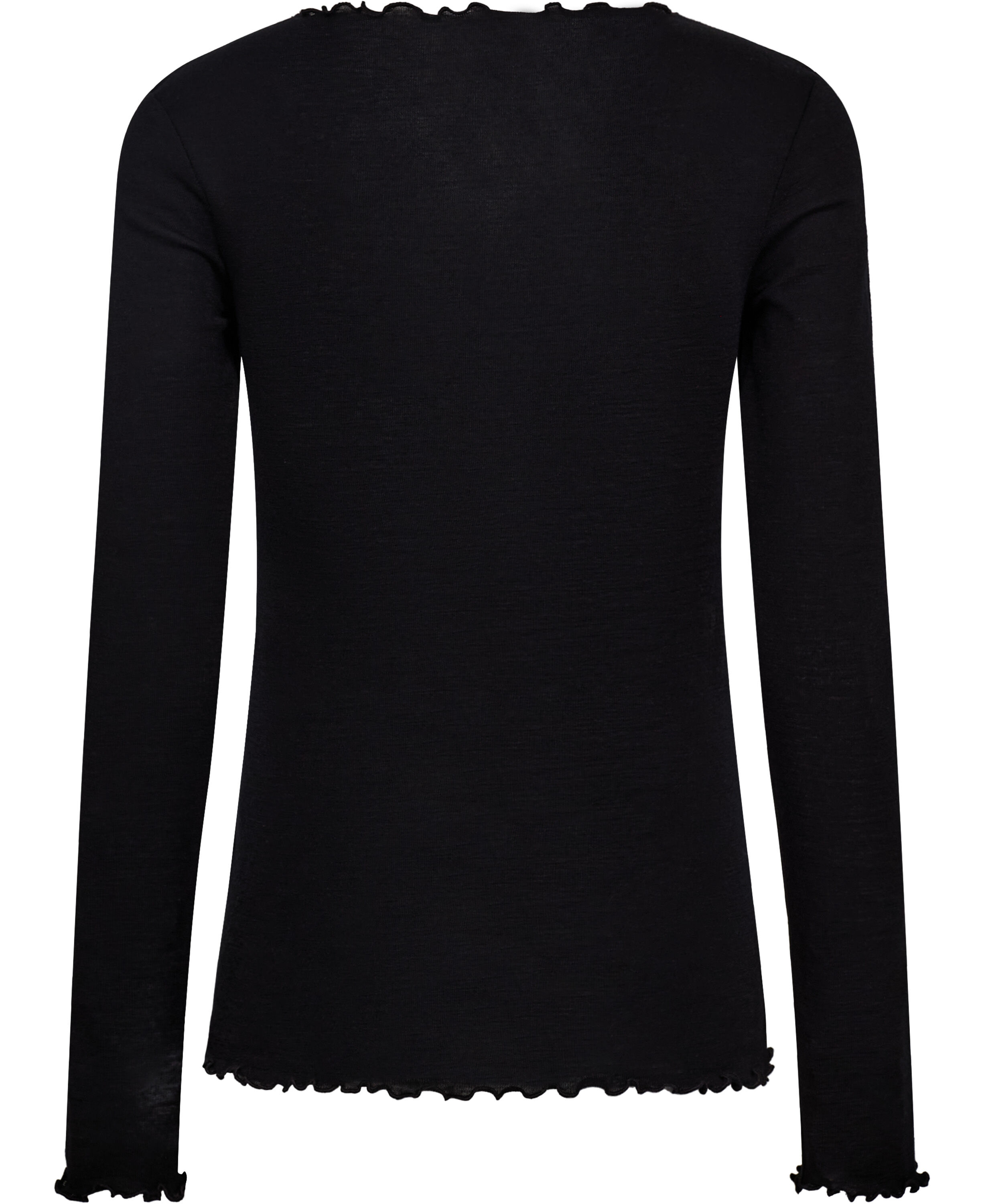 Cilla 14 Lang&aelig;rmede striktr&oslash;je med b&oslash;lgende kant - 100% Merino uld