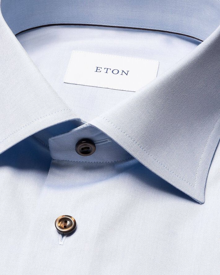 Slim Fit Solid Brown Buttons Signature Twill Shirt