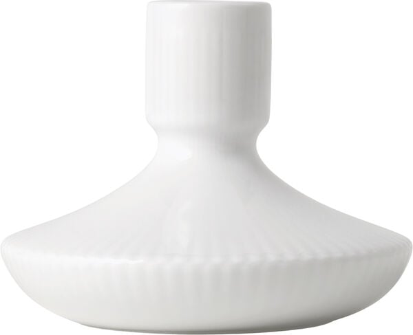 Hvid Riflet Lysestage 8 cm