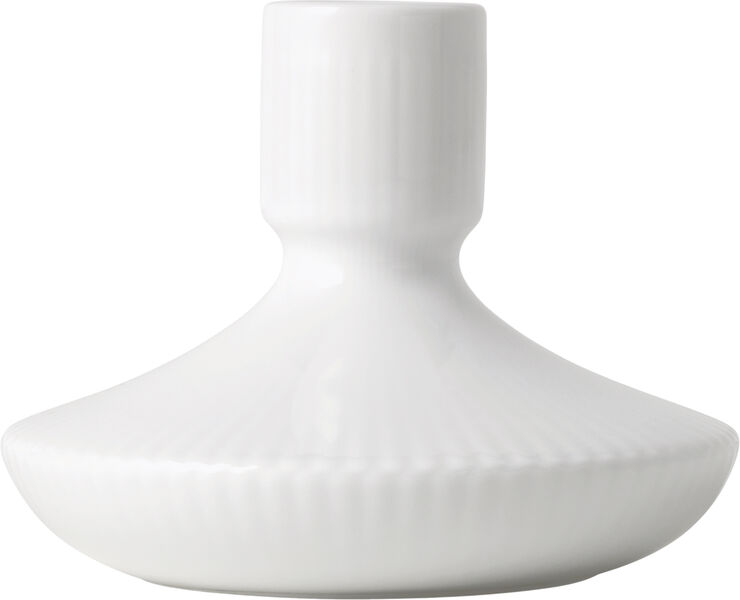 Hvid Riflet Lysestage 8 cm